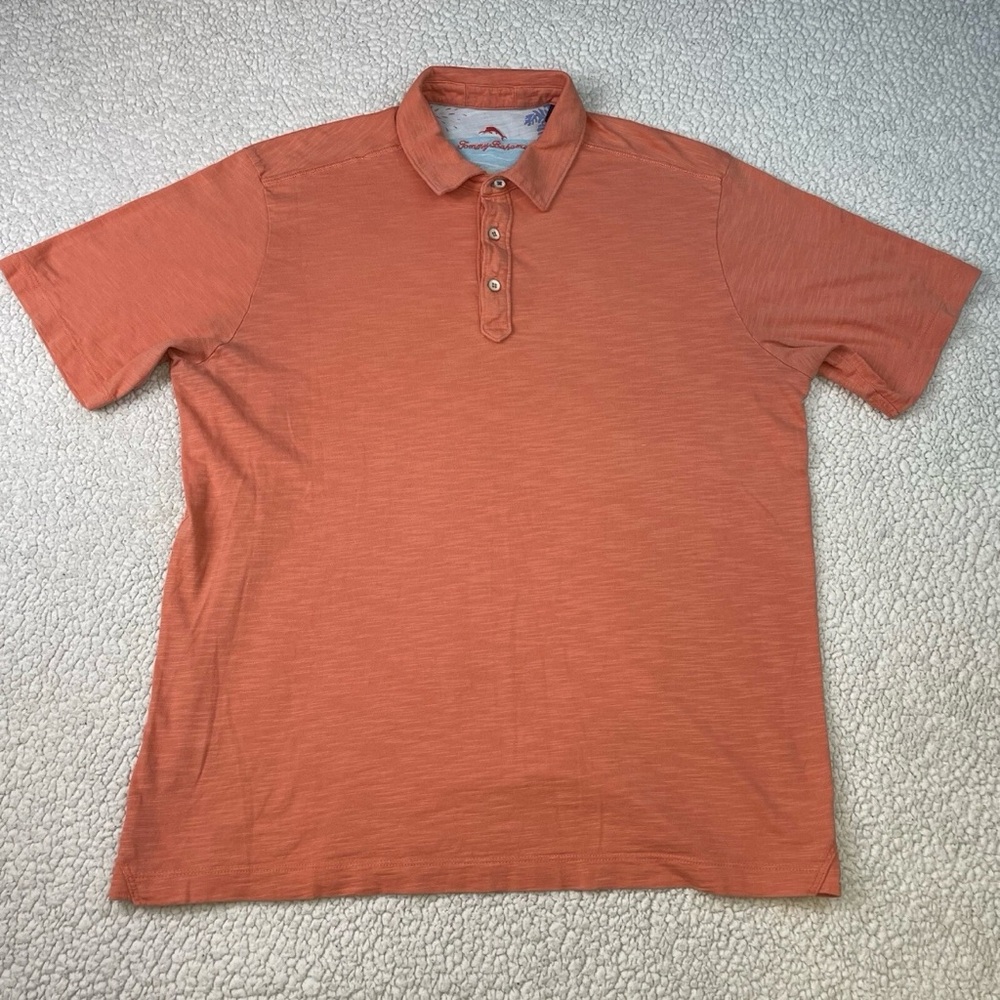 Tommy Bahama Coral Colored Shirt Size M/M with Large Inside Collar logo